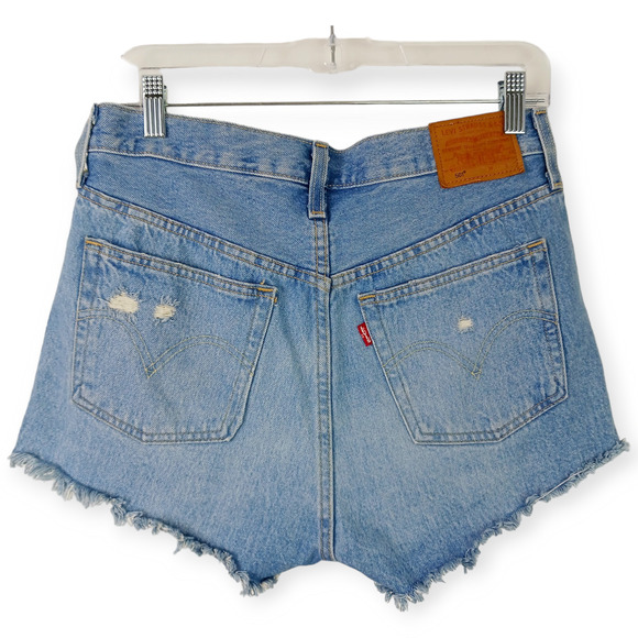 Levi's Premium Denim SZ 28 501 Light Wash Distressed Shorts - Picture 5 of 6